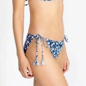 NWT Calme‎ By Johnny Was Blue Tiger String Bikini Swim Bottom Leopard Large